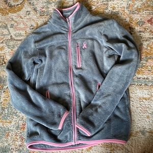Womens soft jacket with breast cancer logo